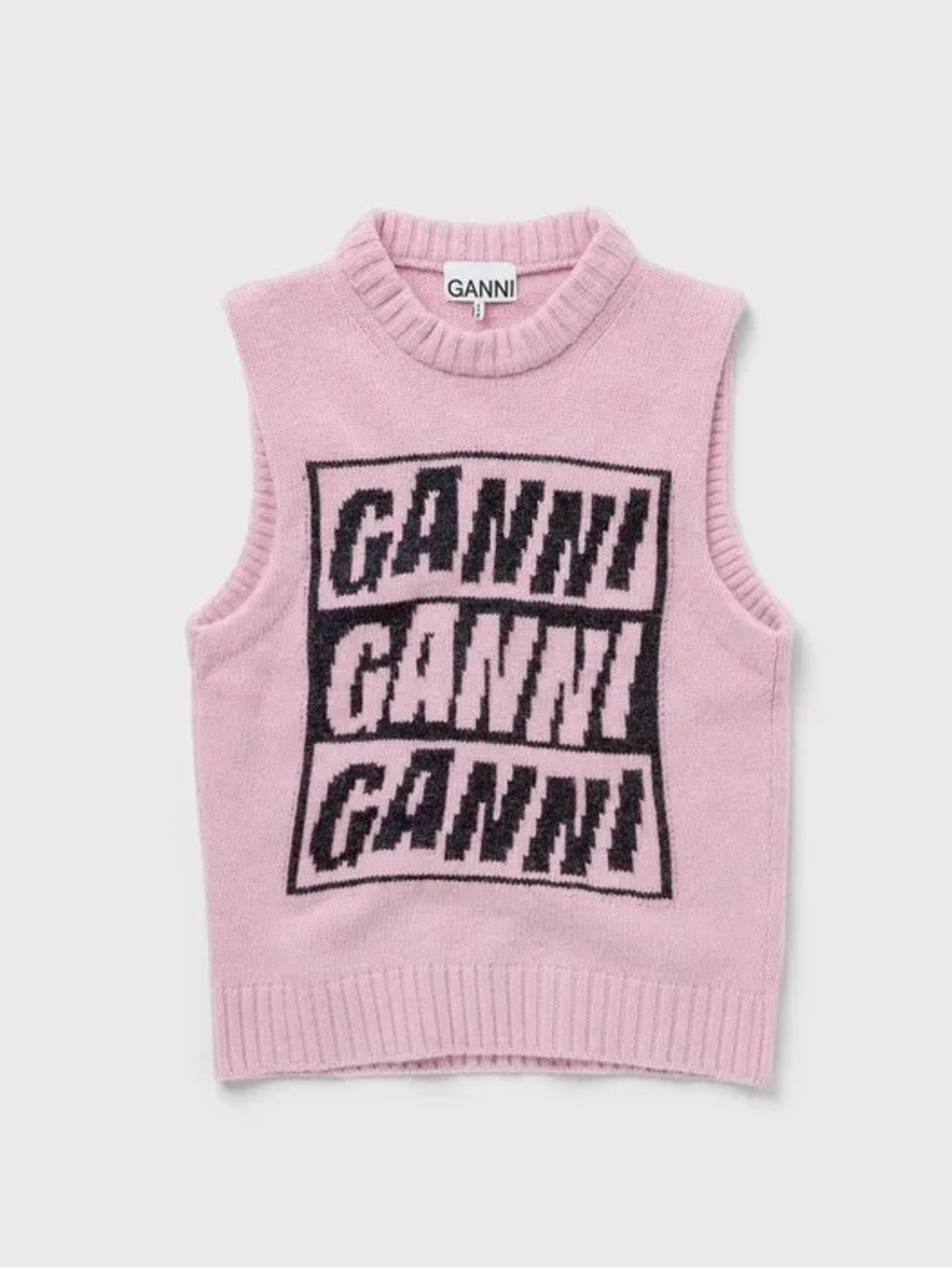 Ganni Pink Logo Knitted Vest